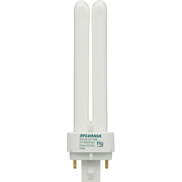 Sylvania 10 Pack 20671 CF13DD/E/835/ECO 13-Watt 3500K 4-Pin Double Tube Compact Fluorescent Lamp Satco 